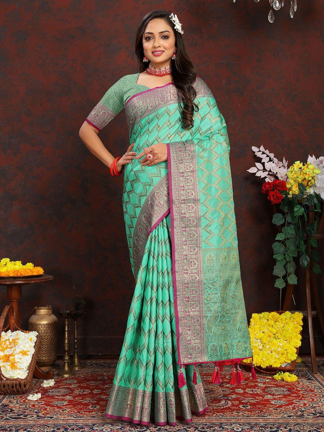 v3 fashion studio woven design zari silk cotton banarasi saree