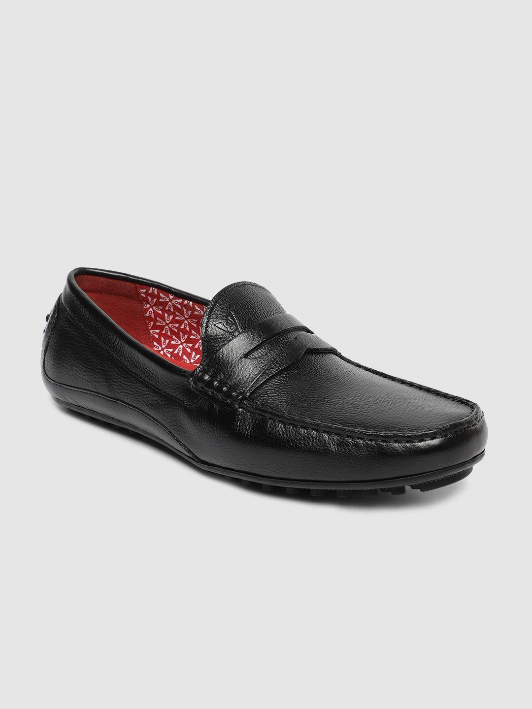 v8 by ruosh men black leather loafers