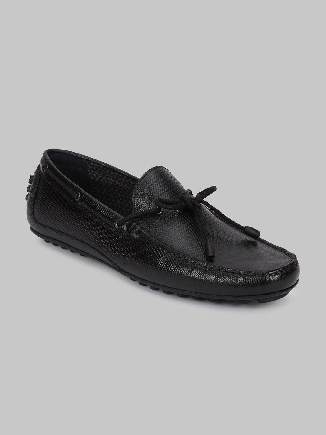 v8 by ruosh men black textured leather loafers