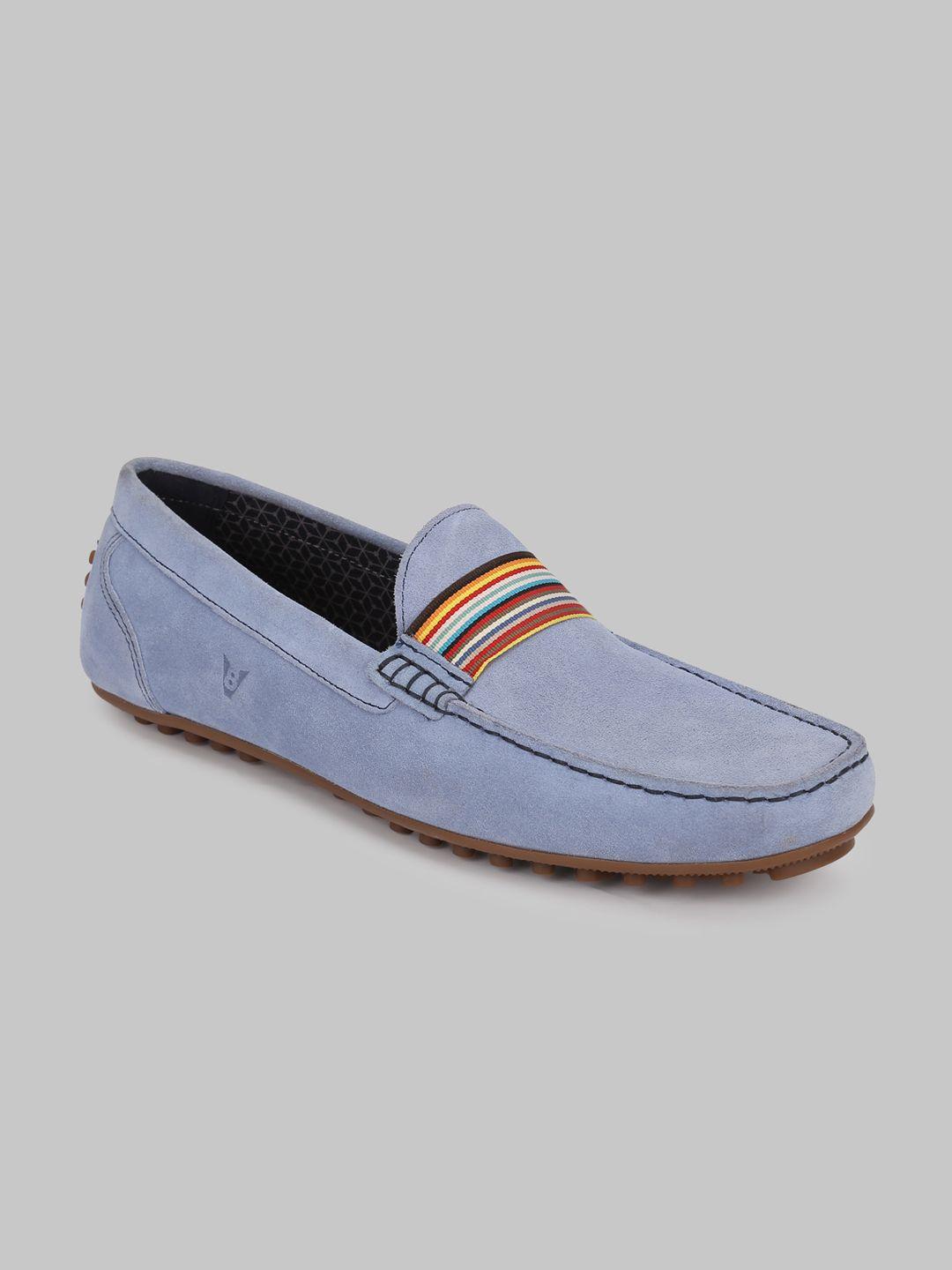 v8 by ruosh men blue textured loafers