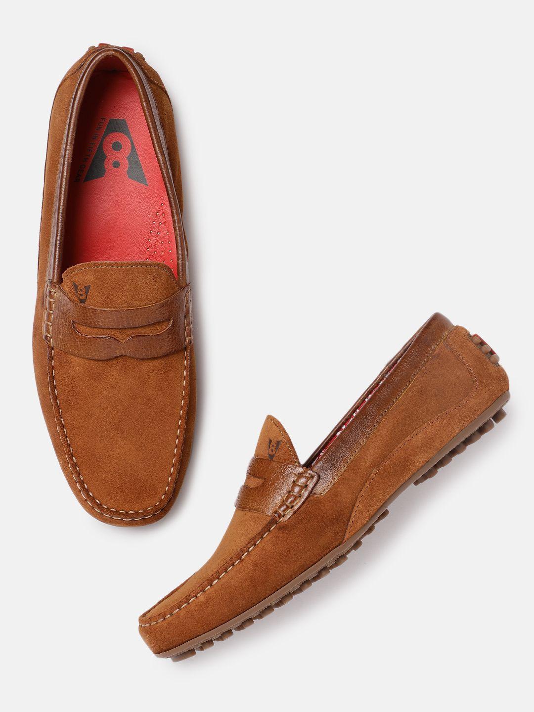 v8 by ruosh men tan brown seti suede loafers