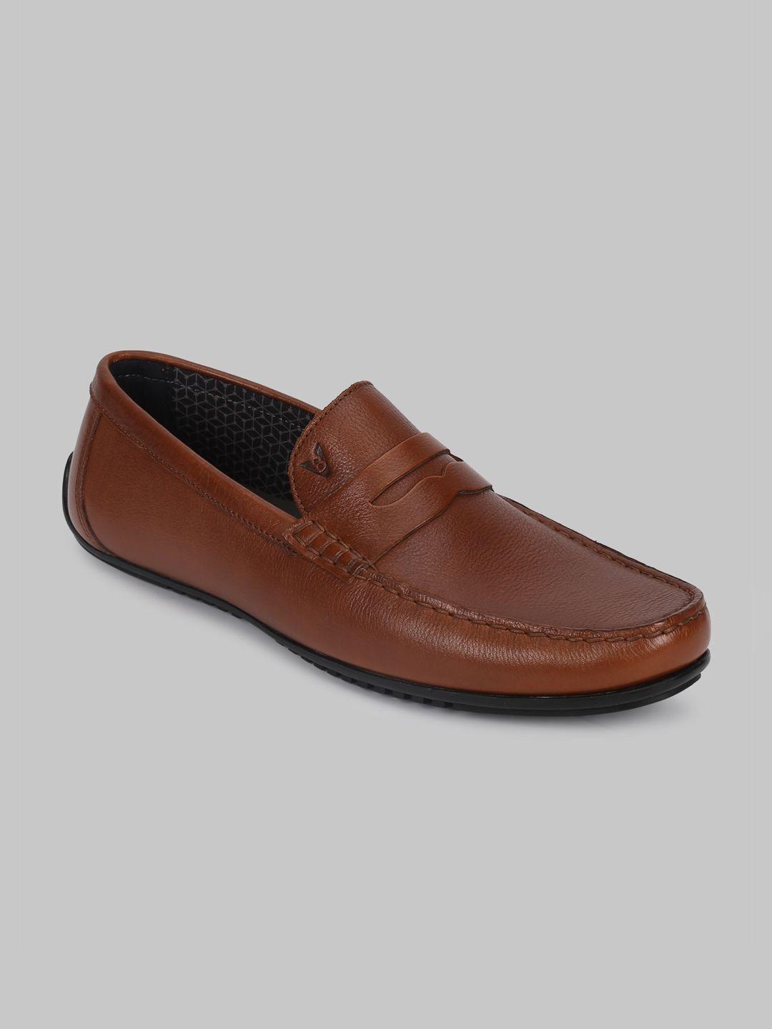 v8 by ruosh men tan textured leather loafers