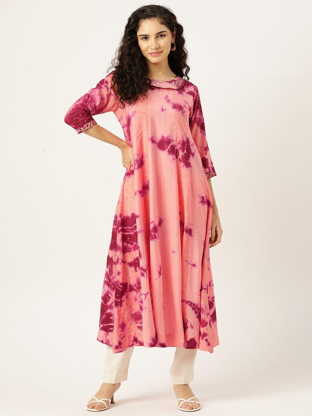 vaaba abstract printed zari chanderi kurta