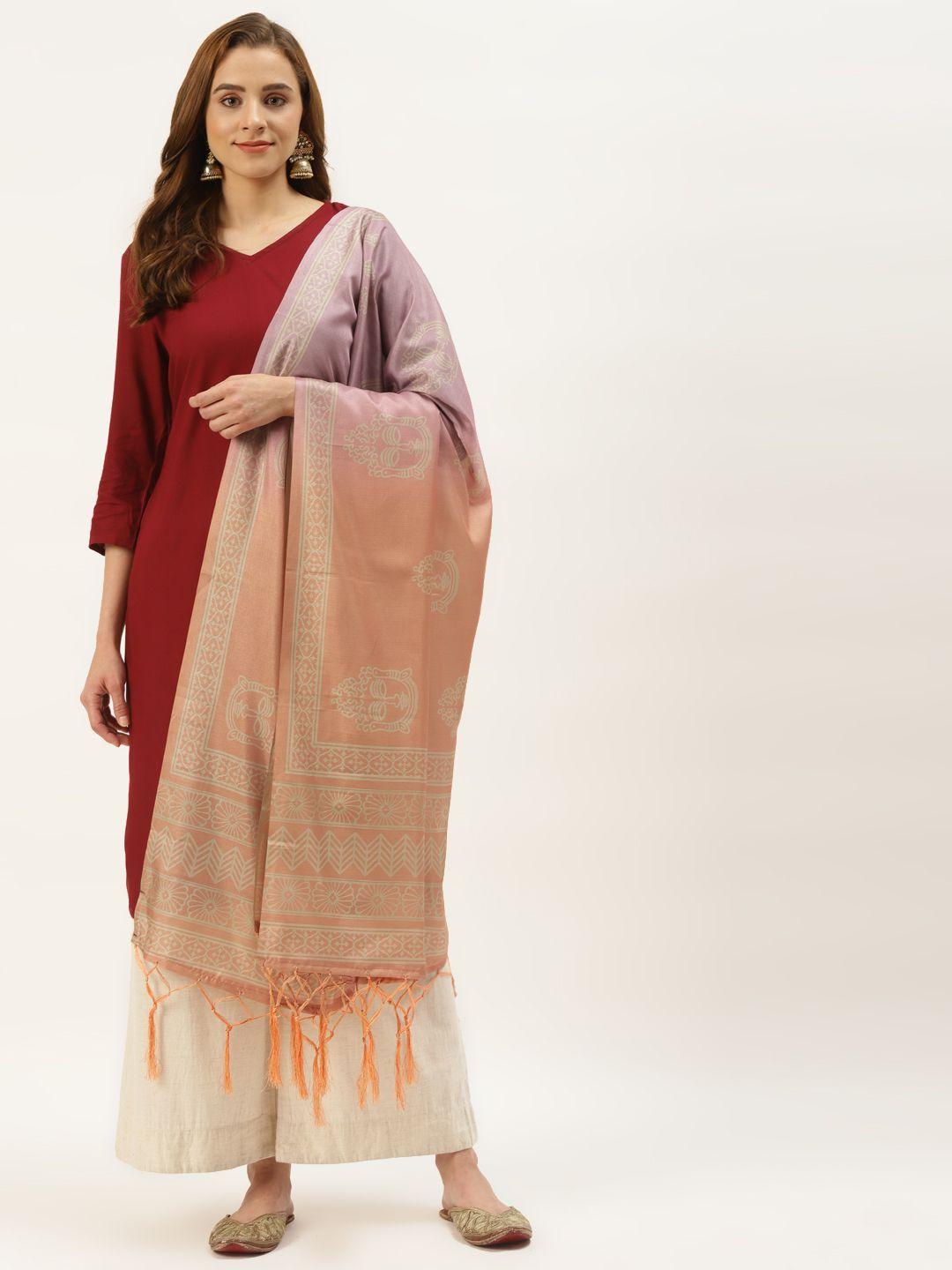 vaaba multicoloured ethnic motifs printed silk blend dupatta