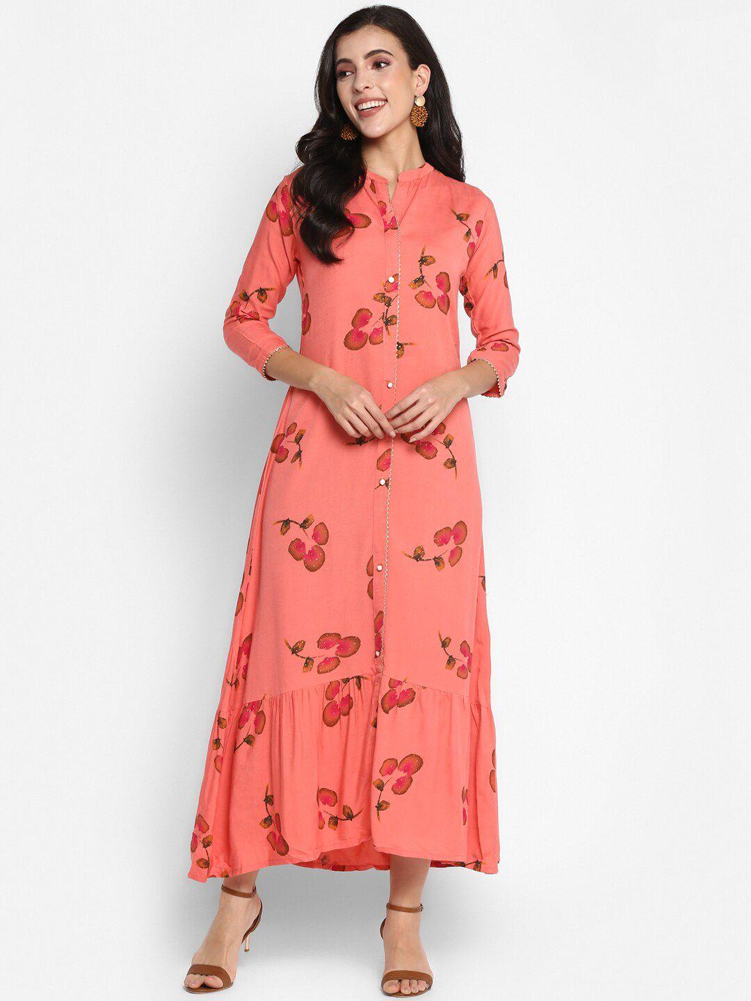 vaaba pink floral maxi dress