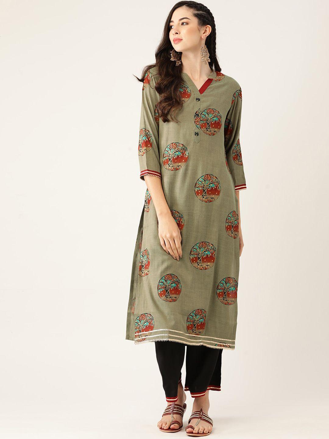 vaaba women floral embroidered panelled kurta with trouser