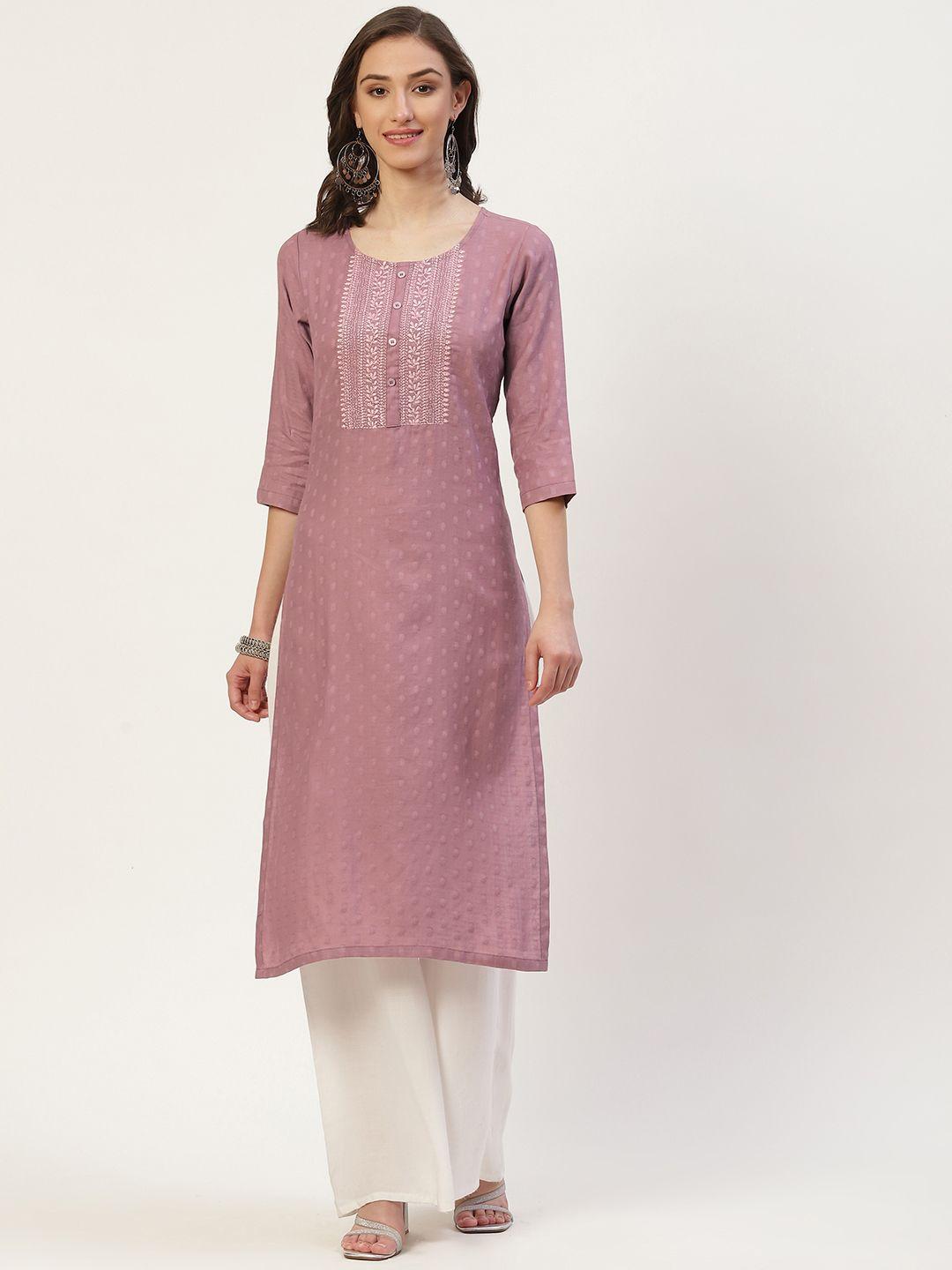 vaaba women purple ethnic motifs yoke design kurta