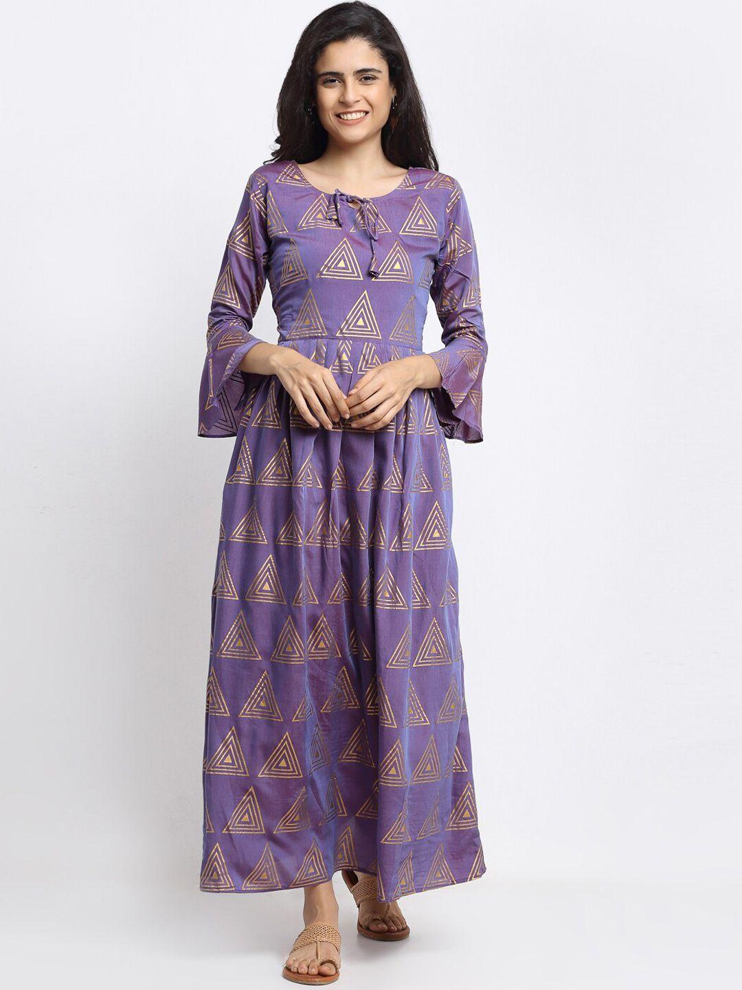 vaaba women purple geometric printed anarkali kurta