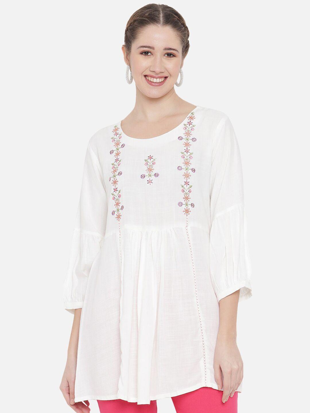 vaabasta white longline tunic top