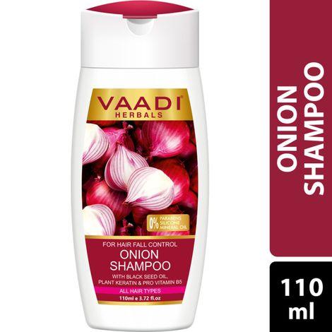 vaadi herbals onion shampoo for hair growth & hair fall control with plant keratin & d panthenol (110 ml)