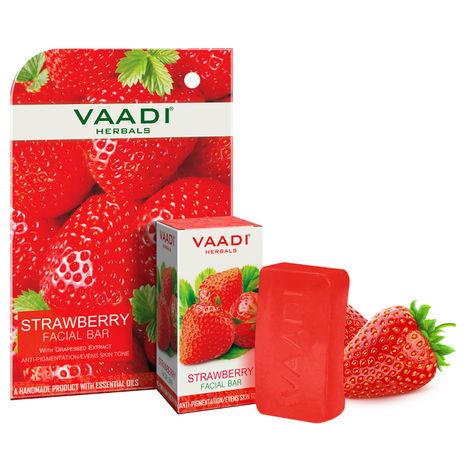 vaadi herbals super value pack of strawberry facial bars with grapeseed extract (5+1)(25 g x 6)