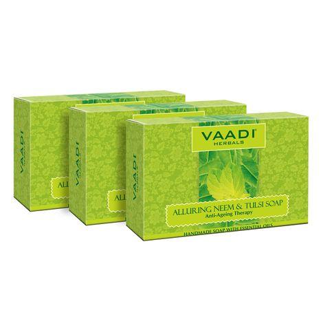 vaadi herbals alluring neem-tulsi soap (pack of 3)