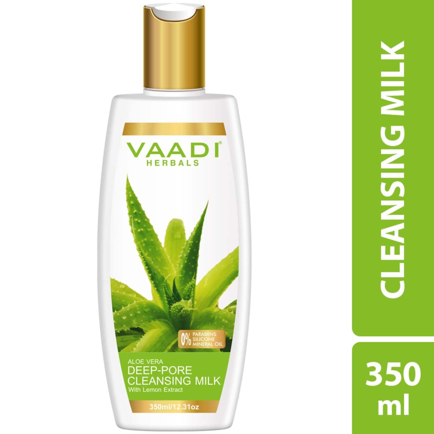 vaadi herbals aloe vera deep pore cleansing milk (350ml)