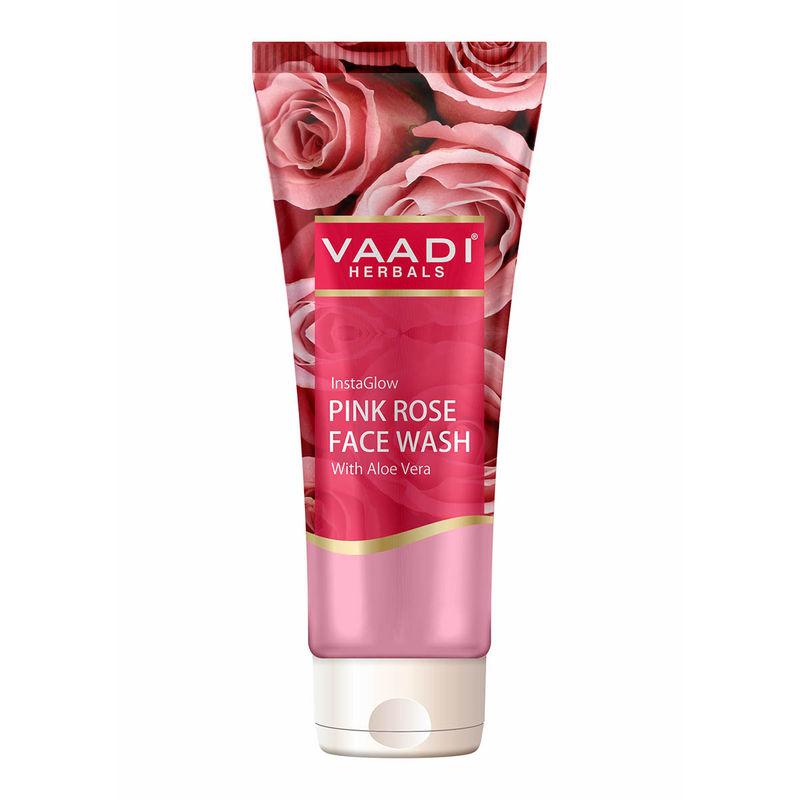 vaadi herbals insta glow pink rose face wash with aloe vera extract