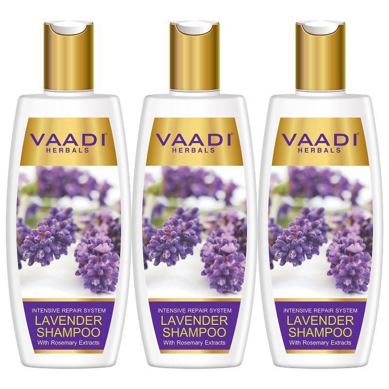 vaadi herbals lavender shampoo with rosemary extract-intensive repair system pack of 3