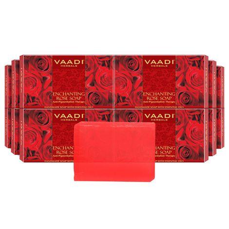 vaadi herbals pack of 12 enchanting rose soap with mulberry extract (12 x 75 g)