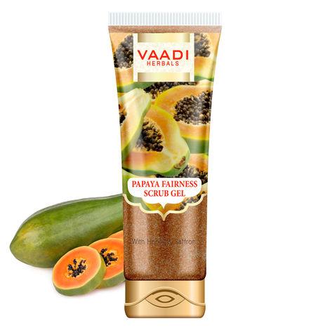 vaadi herbals papaya fairness scrub gel with honey & saffron (110 g)