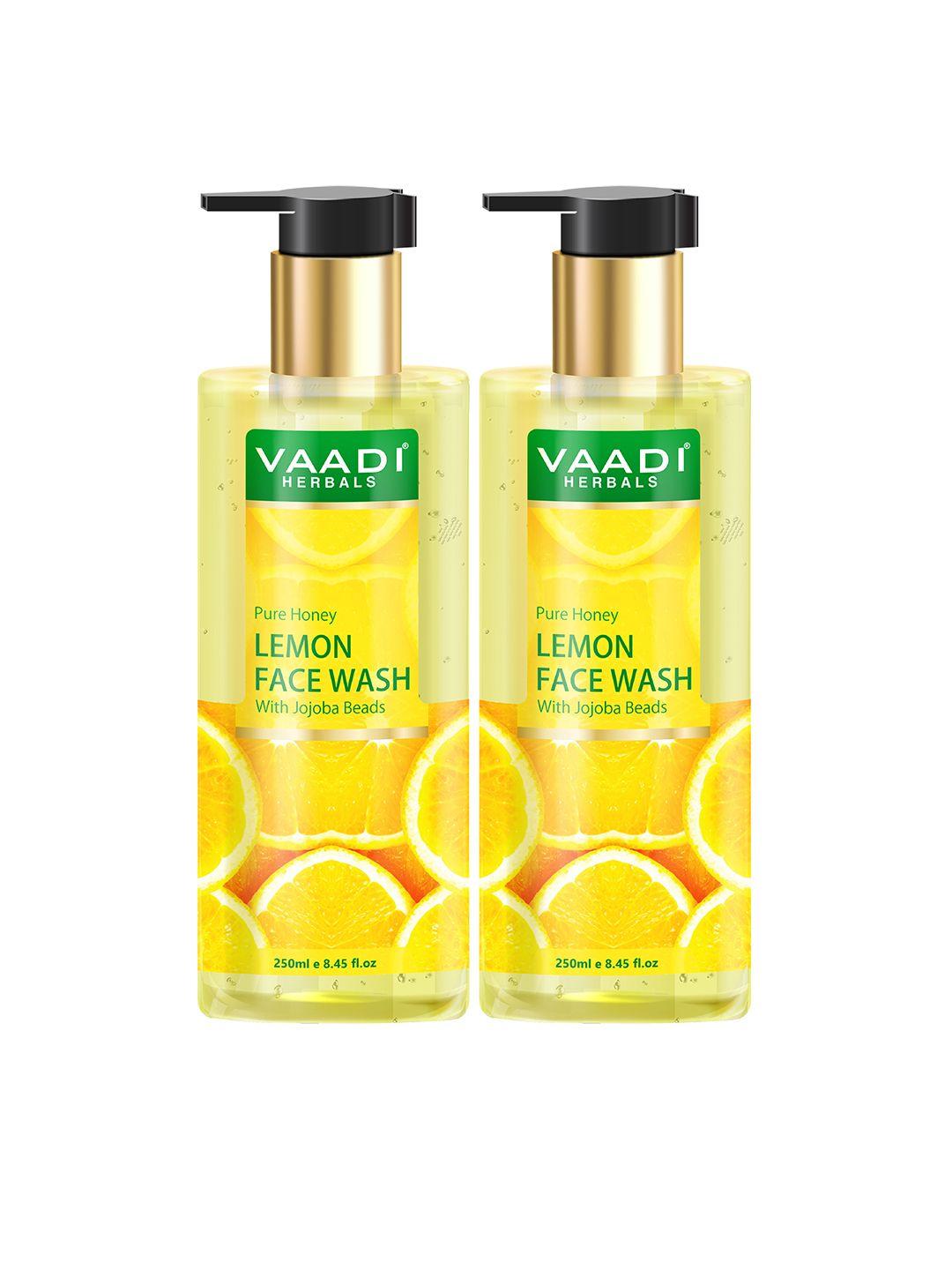 vaadi herbals set of 2 pure honey lemon face wash with jojoba beads - 250 ml each