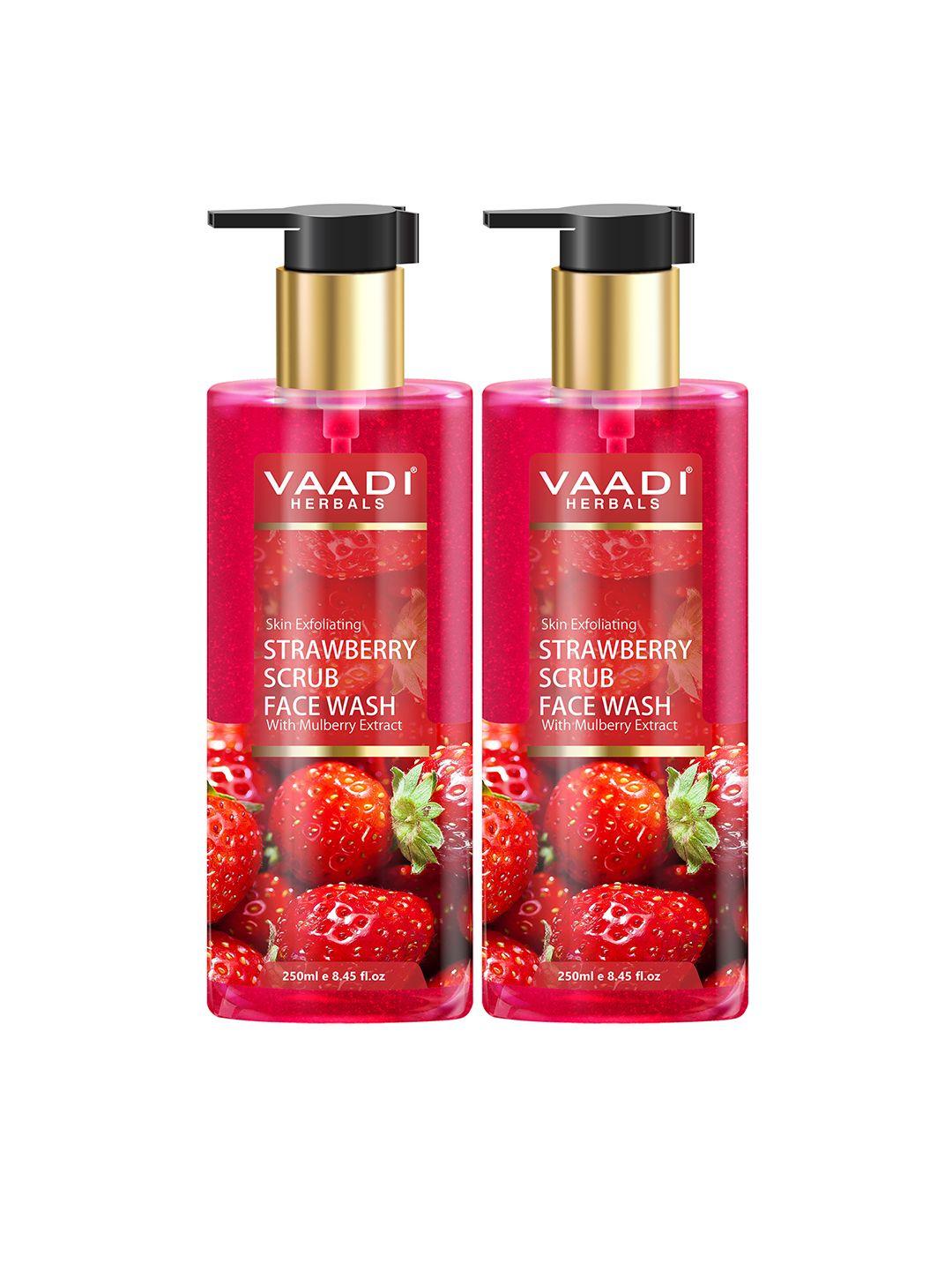 vaadi herbals set of 2 strawberry scrub face wash with mulberry extract - 250ml each