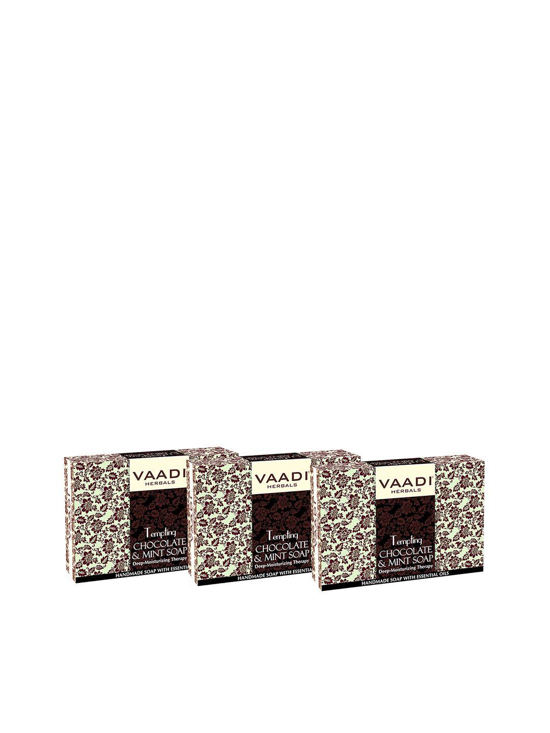 vaadi herbals set of 3 tempting chocolate & mint soaps - 75g each