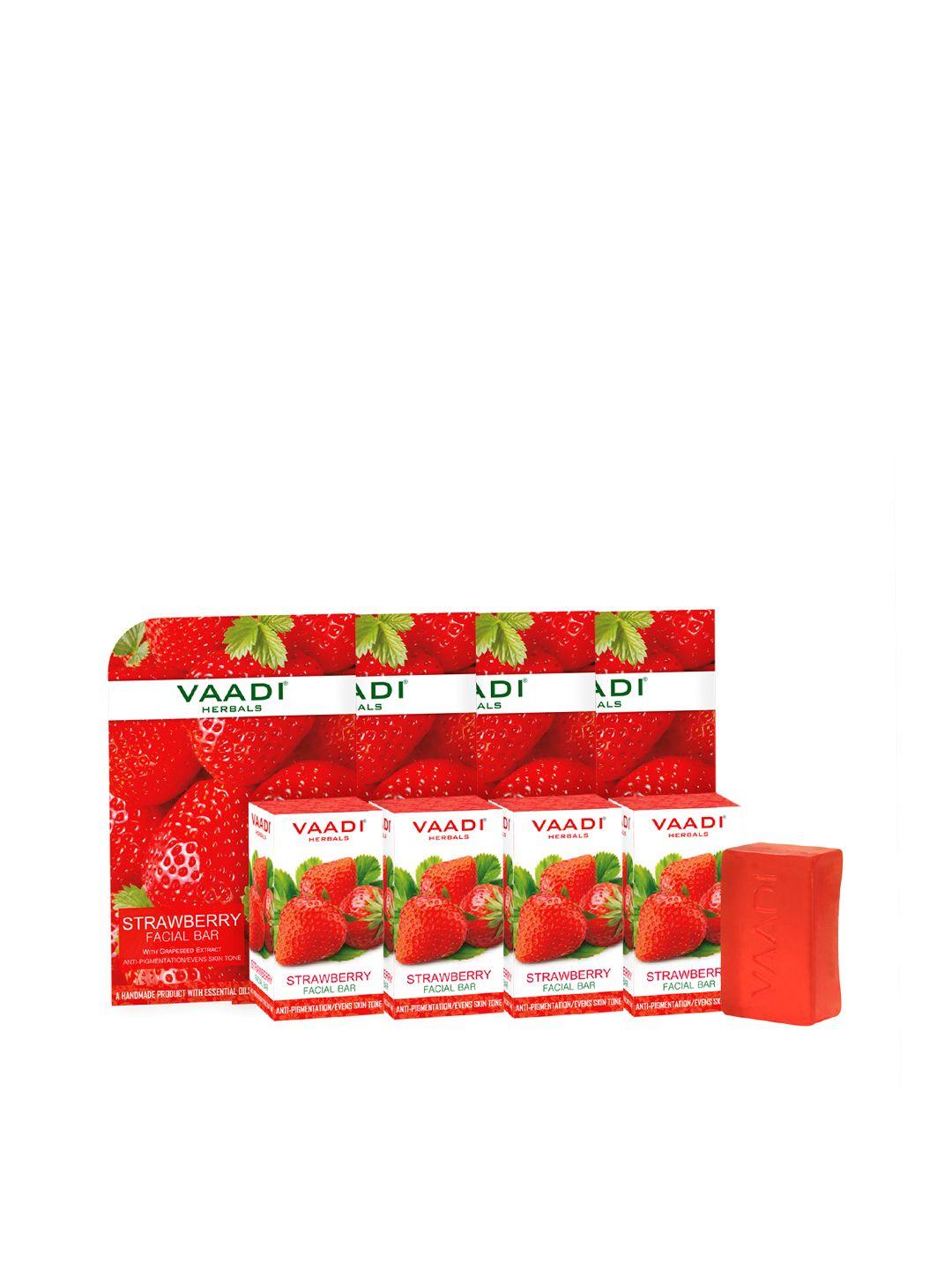 vaadi herbals set of 4 strawberry facial bars with grapeseed extract - 25g each