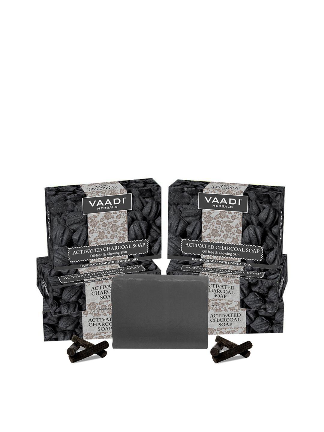 vaadi herbals set of 6 oil free & glowing skin activated charcoal soap - 75 g each