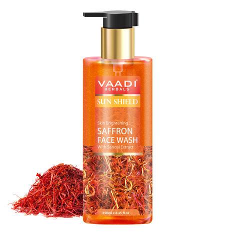 vaadi herbals skin whitening saffron face wash with sandal extract (250 ml)