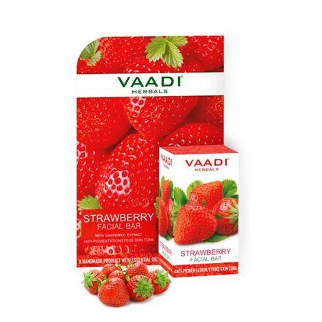 vaadi herbals strawberry facial bar with grapeseed extract (25 g)