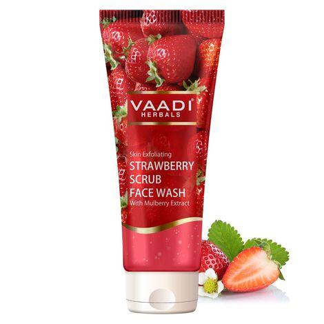 vaadi herbals strawberry scrub face wash with mulberry extract (60 ml)