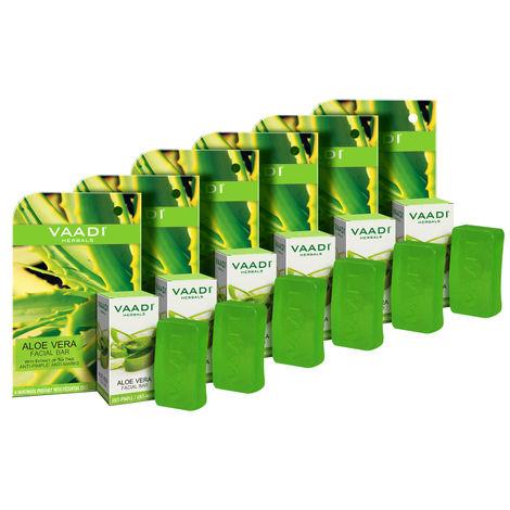 vaadi herbals super value pack of aloe vera facial bars with extract of tea tree (5+1)(25 g x 6)