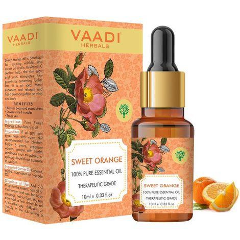 vaadi herbals sweet orange essential oil - vitamin c reduces hairfall, improves skin complexion, enhances mood, loosens tired muscles - 100% pure therapeutic grade