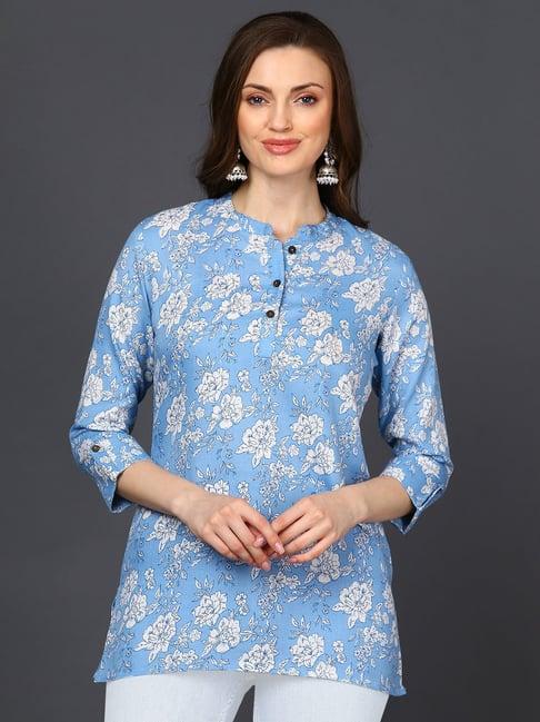 vaamsi blue floral print tunic