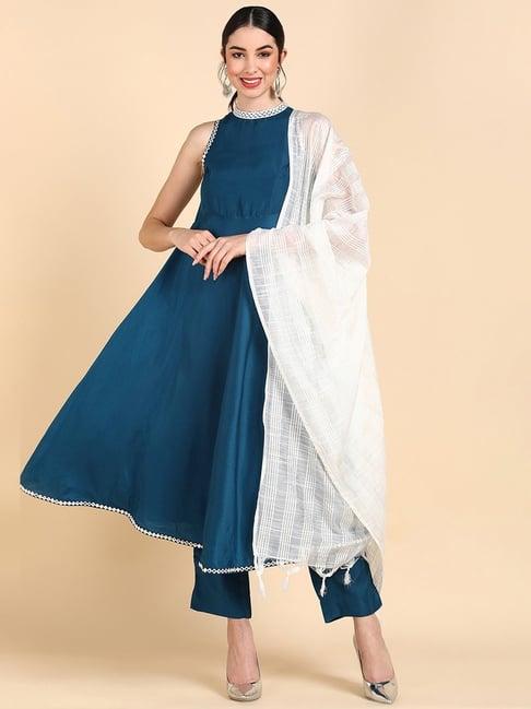 vaamsi blue kurta pant set with dupatta