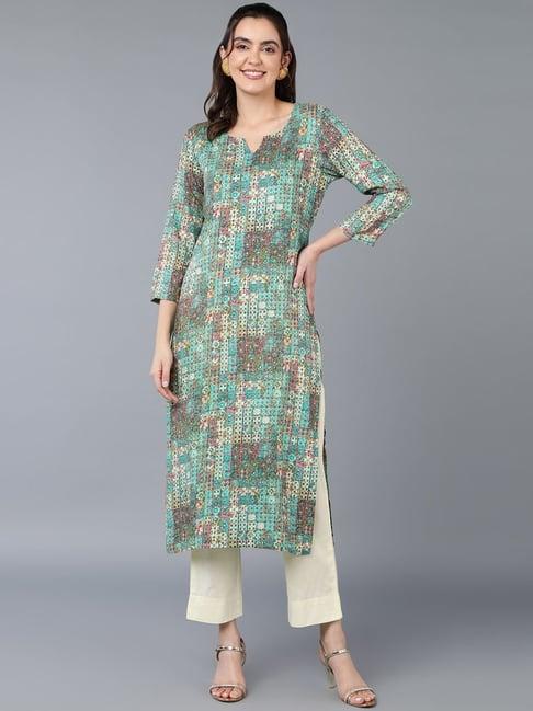 vaamsi blue printed straight kurta