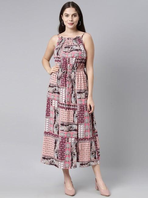 vaamsi multicolored printed a-line dress