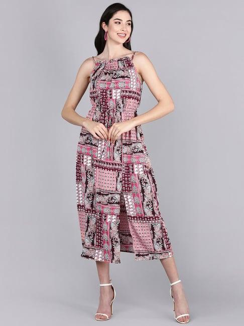 vaamsi multicolored printed a-line dress