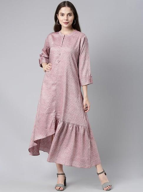 vaamsi pink cotton chequered maxi dress