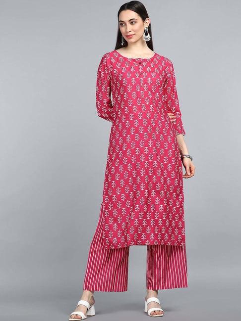 vaamsi pink printed kurta palazzo set