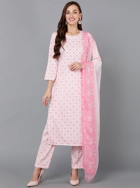 vaamsi pink printed kurta pant set with dupatta