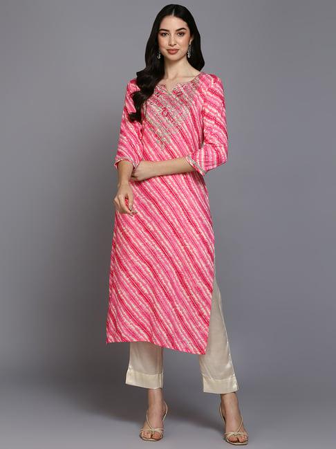 vaamsi pink printed straight kurta