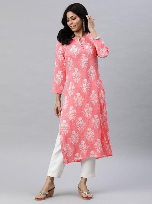 vaamsi pink printed straight kurta