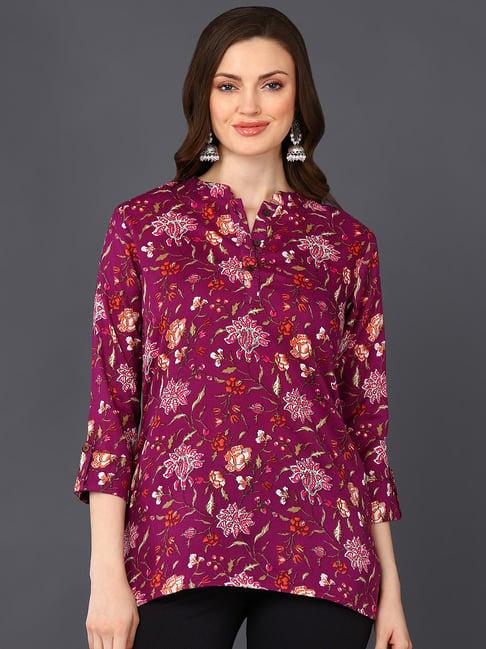 vaamsi purple floral print tunic