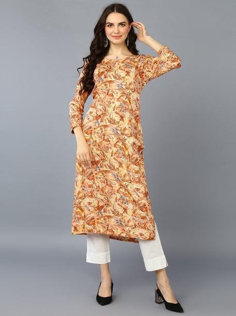 vaamsi yellow printed straight kurta