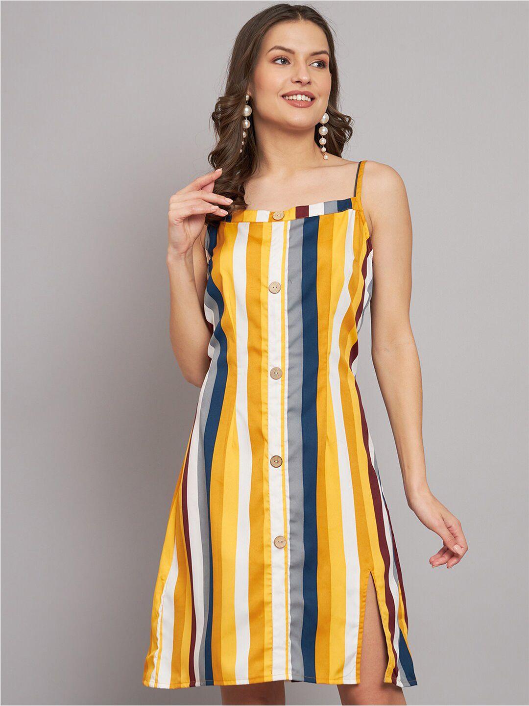 vaararo striped shoulder straps a-line dress
