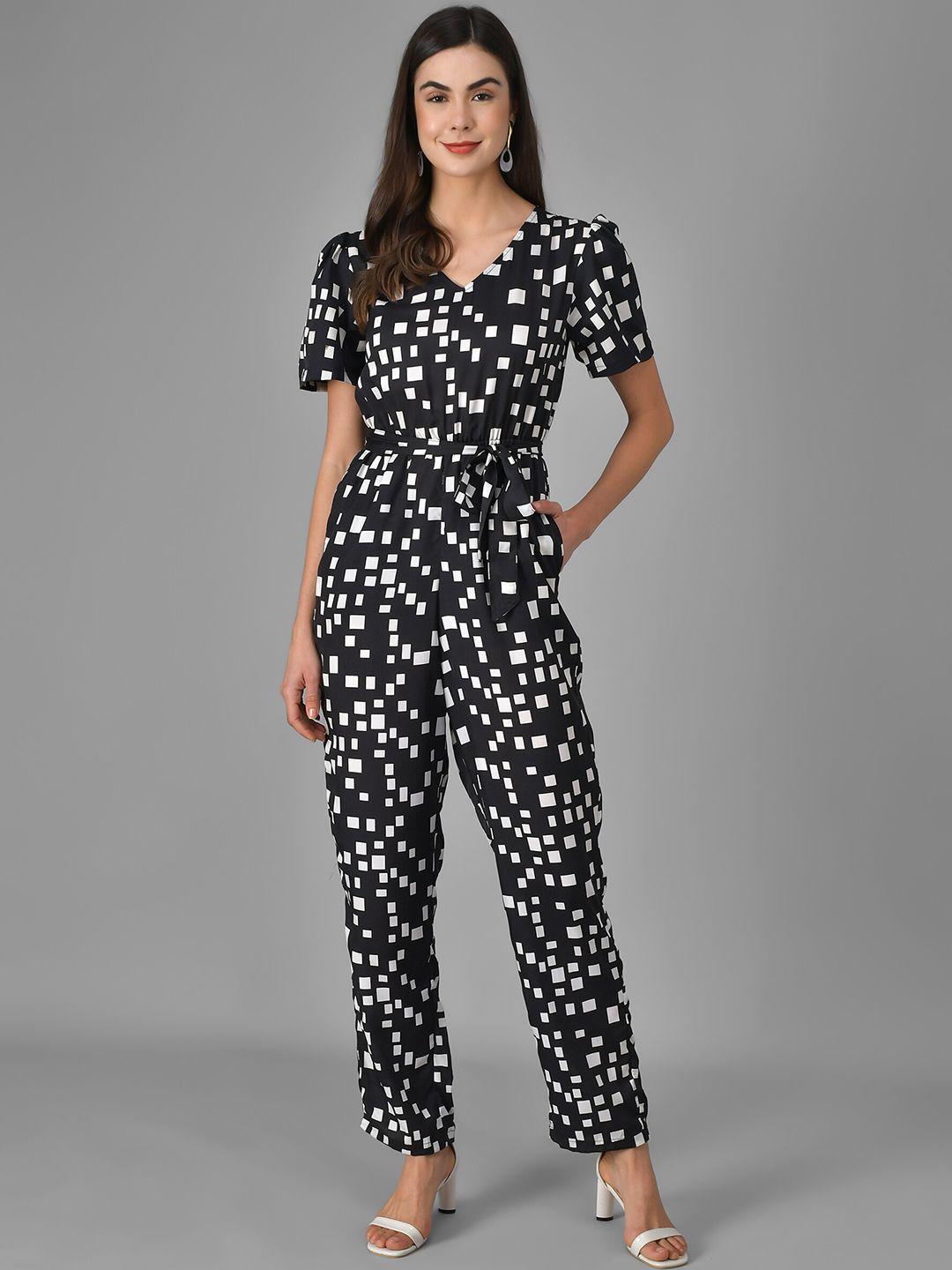 vaararo black printed basic jumpsuit