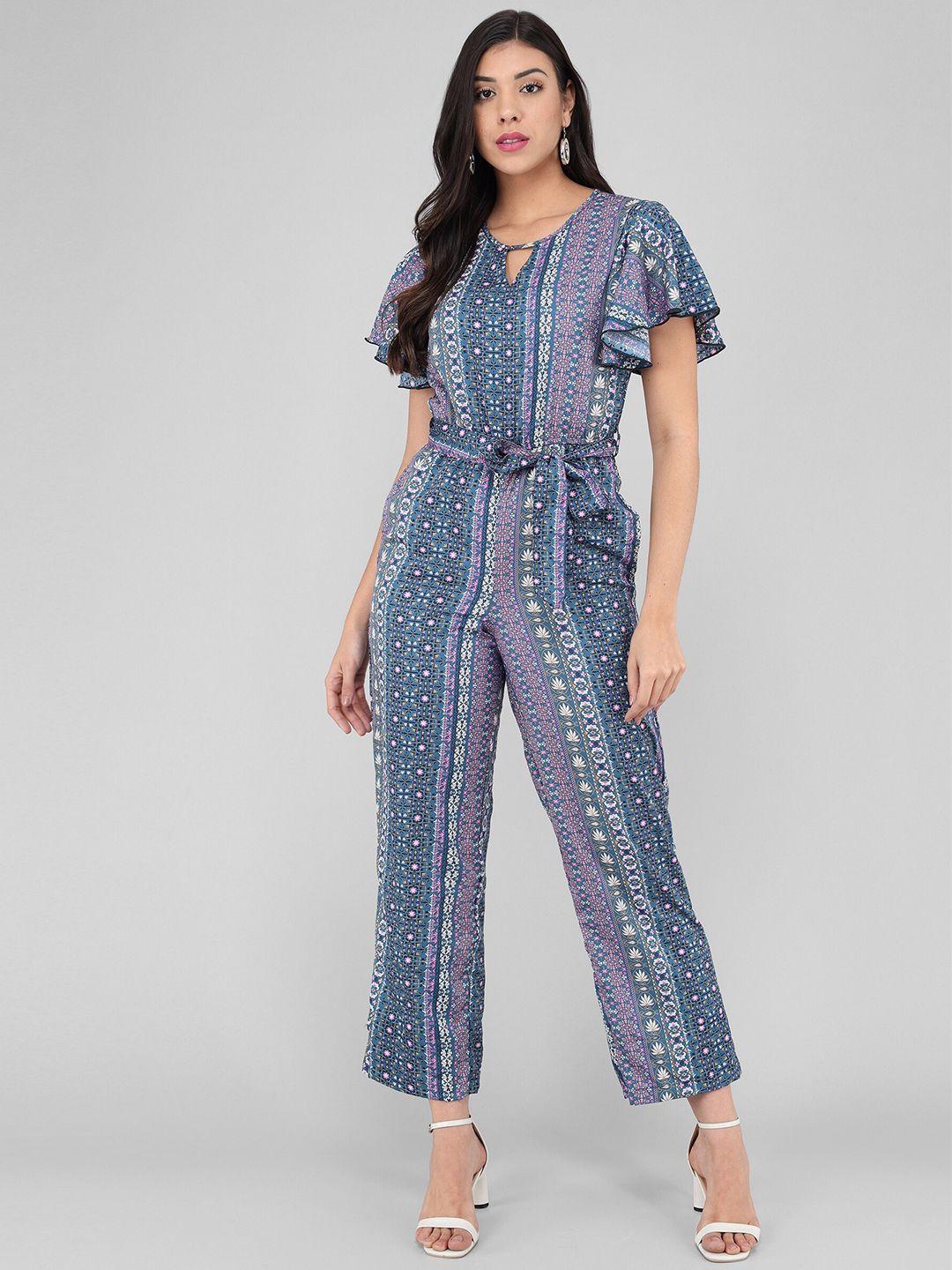 vaararo floral printed waist tie-ups basic jumpsuit