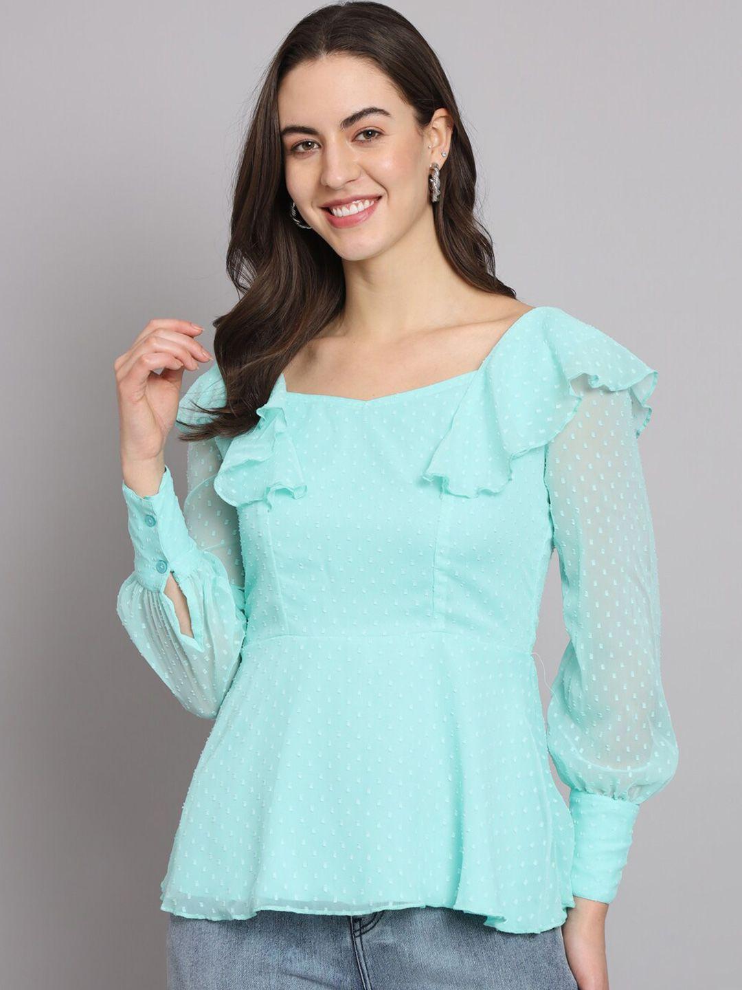 vaararo self design ruffles georgette peplum top