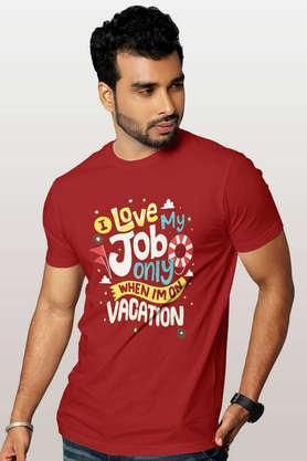 vacation mode on round neck mens t-shirt - red