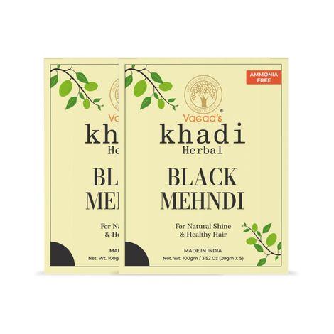 vagad’s khadi black mehndi 100gm | natural | ammonia free henna (pack of 2)