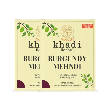 vagad’s khadi burgundy mehndi 100gm | natural | ammonia free henna (pack of 2)